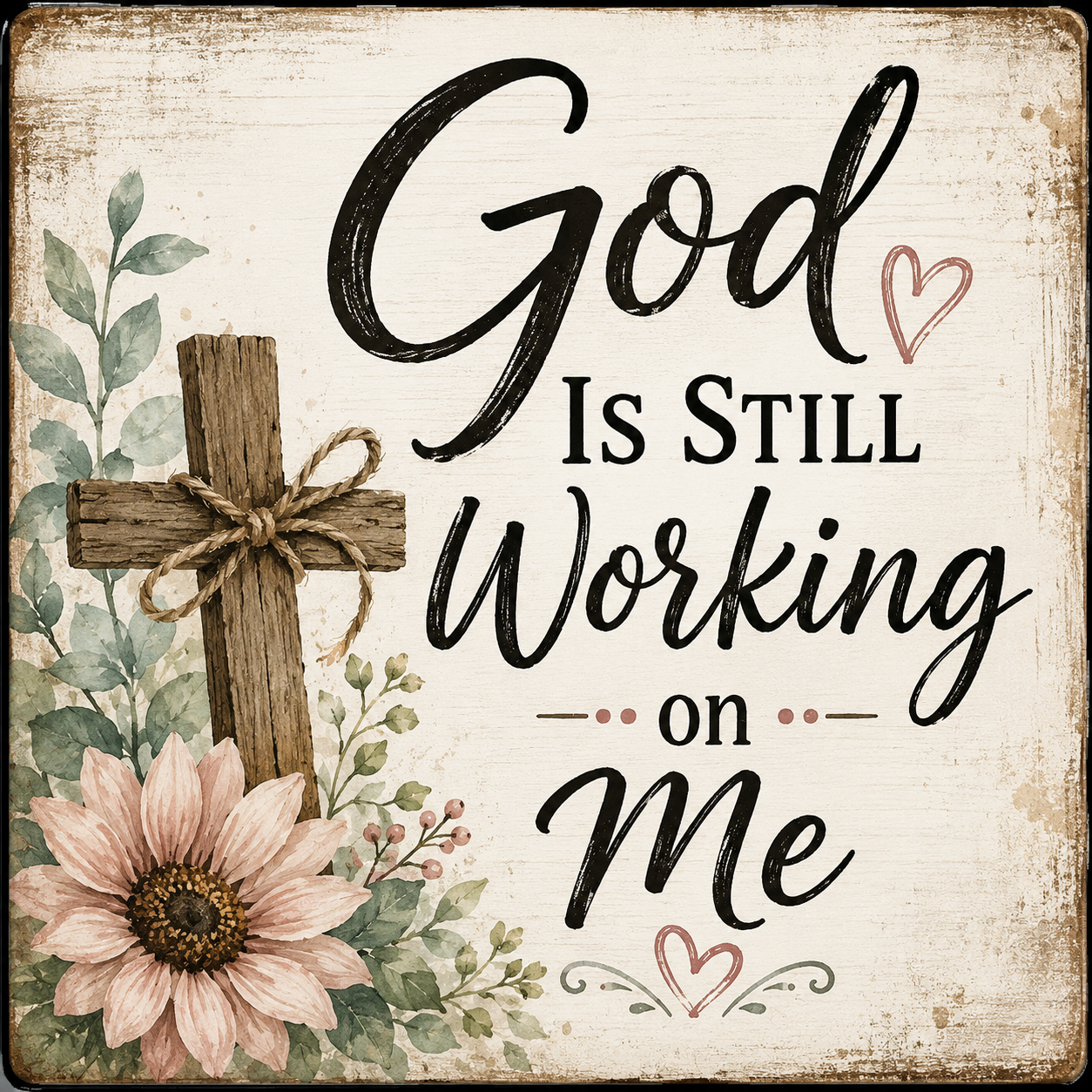 God Working on Me Square Magnet