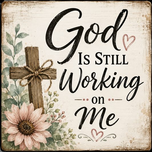God Working on Me Square Magnet