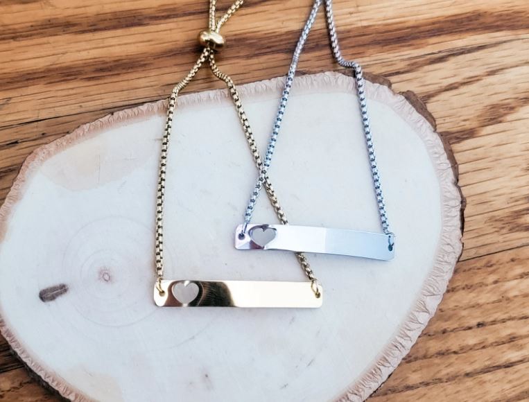 Heart Cutout Bar Bolo Bracelet