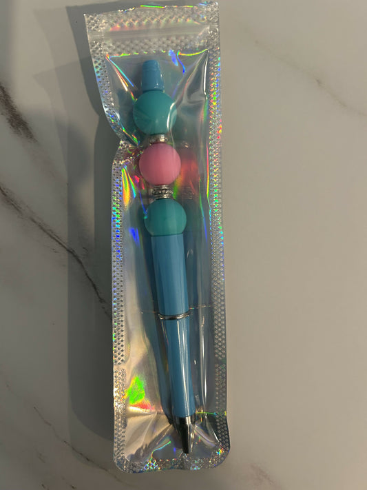 Blue and pink pen