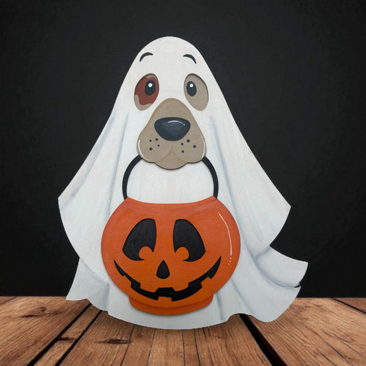 Puppy in Ghost Costume Door Hanger