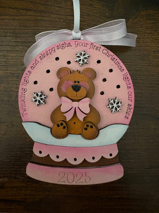 Baby Girl Bear Ornament - Light Up
