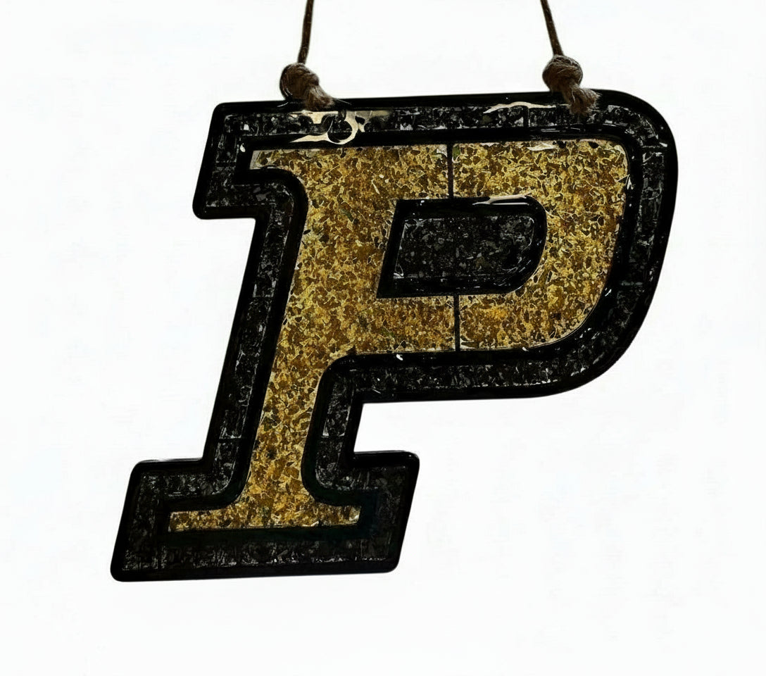 Purdue Crushed Glass Sun Catcher