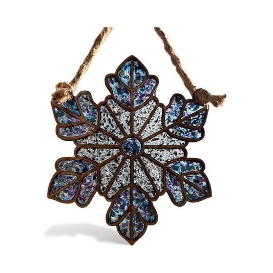 Snowflake Crushed Glass Suncatcher