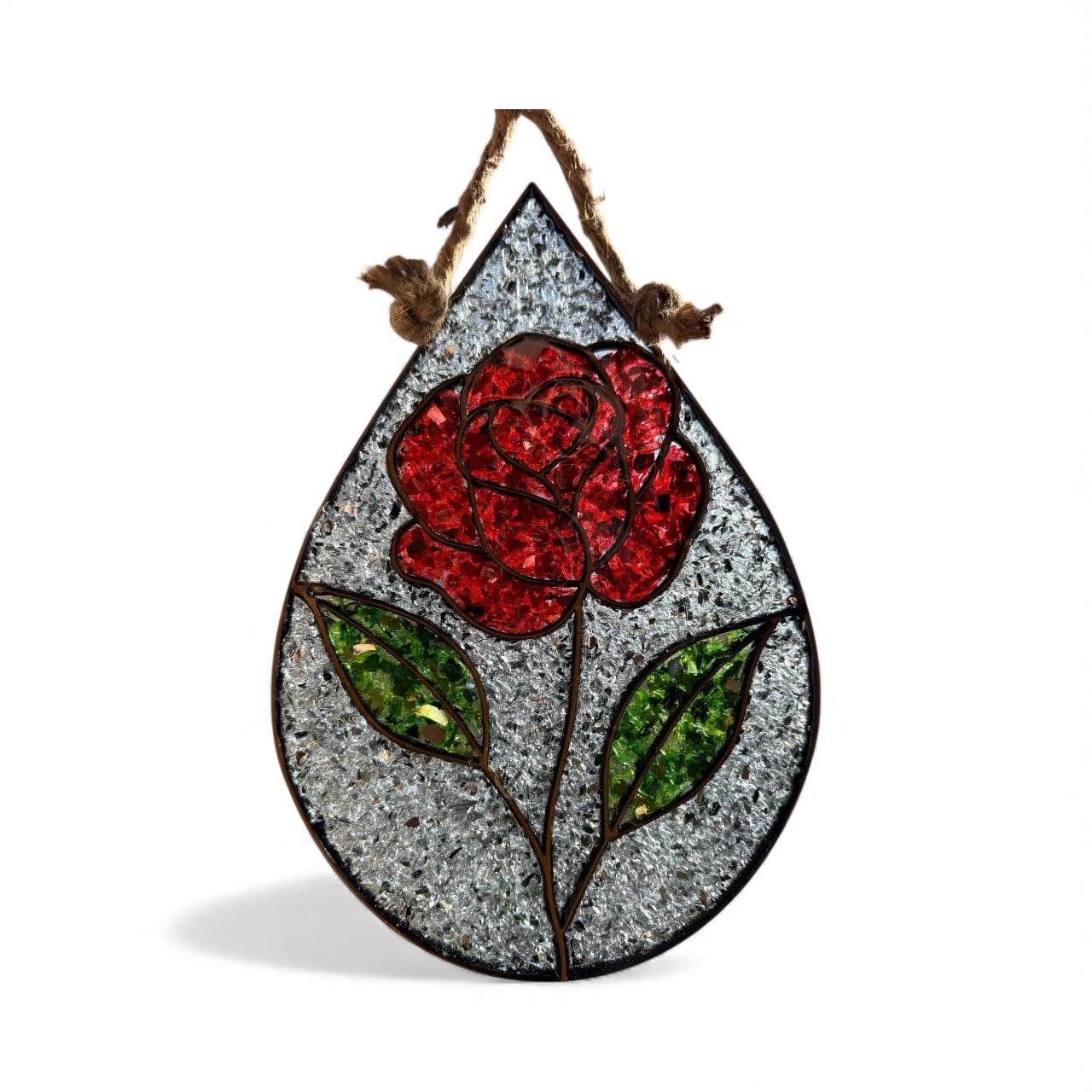 Rose Crushed Glass Sun Catcher