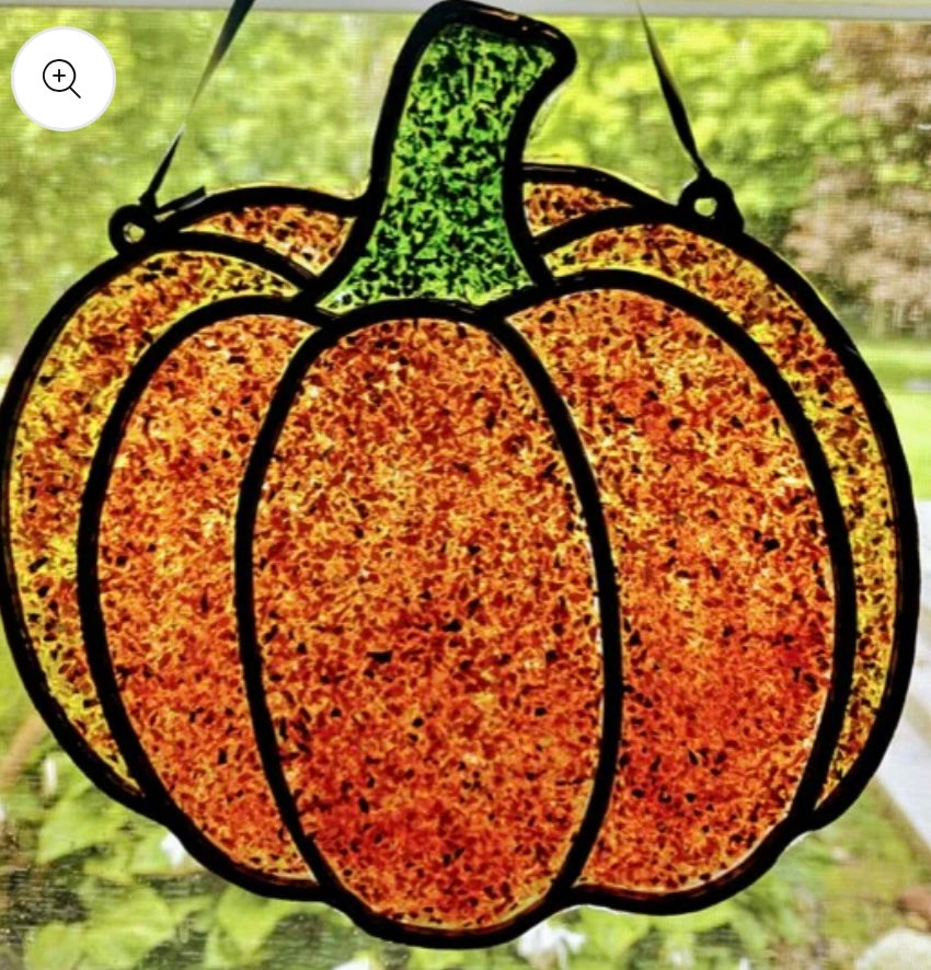 Pumpkin Crushed Glass Resin Sun Catcher