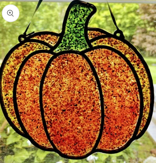Pumpkin Crushed Glass Resin Sun Catcher