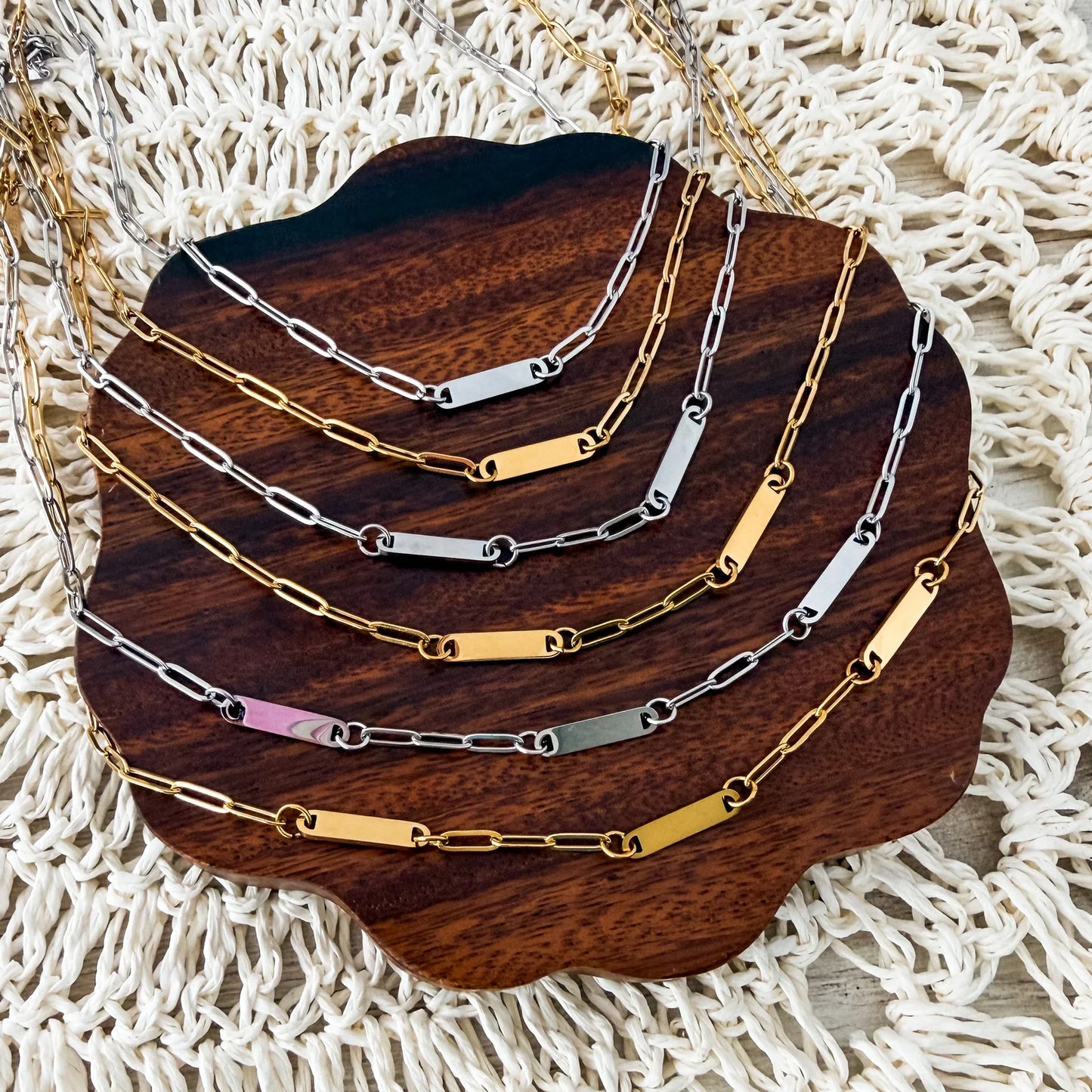 Small Oval Bar Paperclip Necklace (1, 2, or 3 bars)