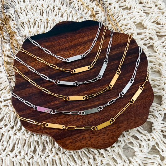 Small Oval Bar Paperclip Necklace (1, 2, or 3 bars)