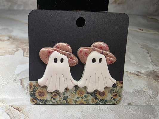 Fancy Hat Ghost Earrings