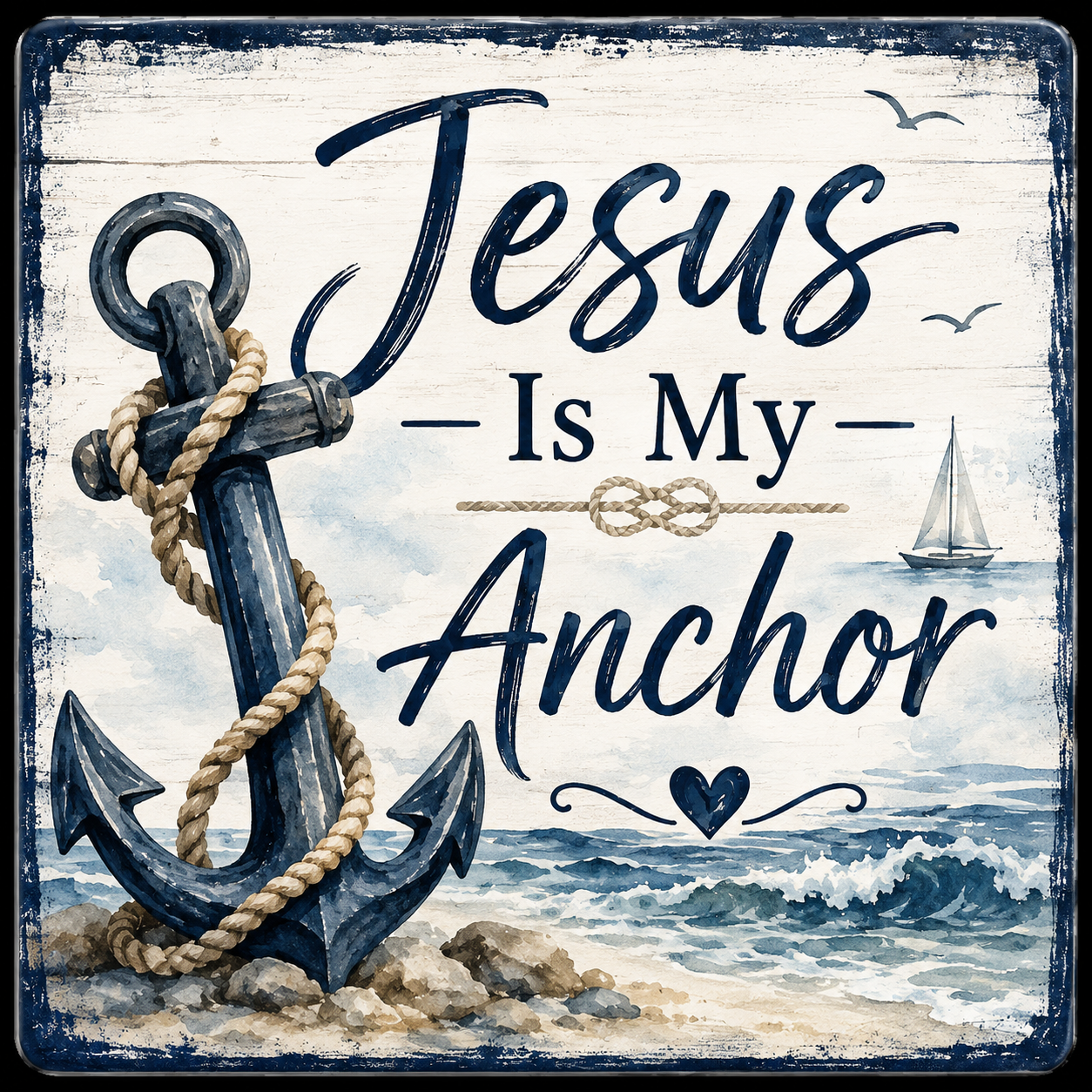 Jesus is my Anchor Square Magnet