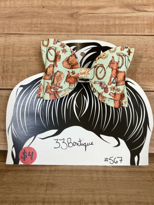 Cowboy Hair Bow Ponytail
