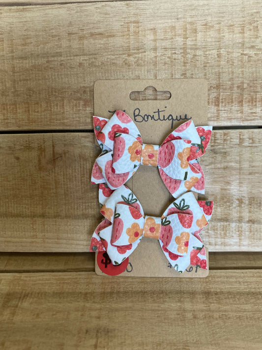 Strawberry and Flower Bow Pigtails
