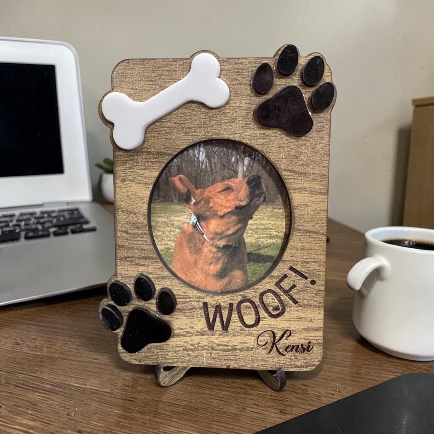 Personalized Dog Photo Frame Magnet | Custom Wooden Pet Picture Frame Magnet