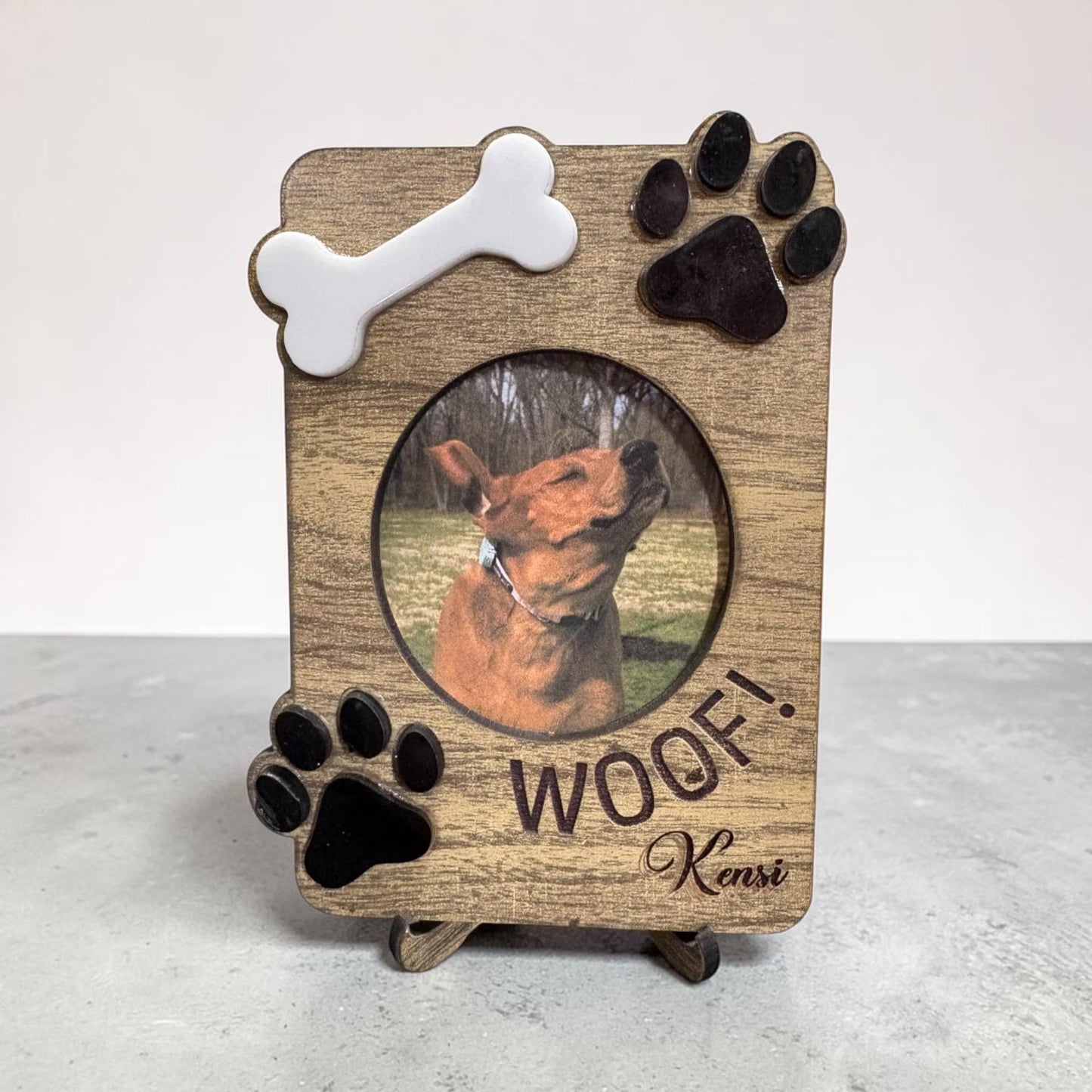 Personalized Dog Photo Frame Magnet | Custom Wooden Pet Picture Frame Magnet