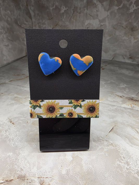 Orange & Blue Heart Stud (North Montgomery)