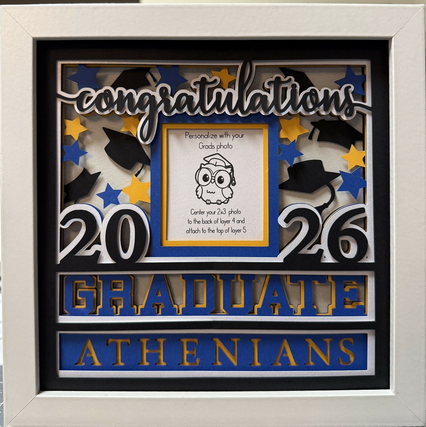 3D layered Crawfordsville Graduation Shadowbox