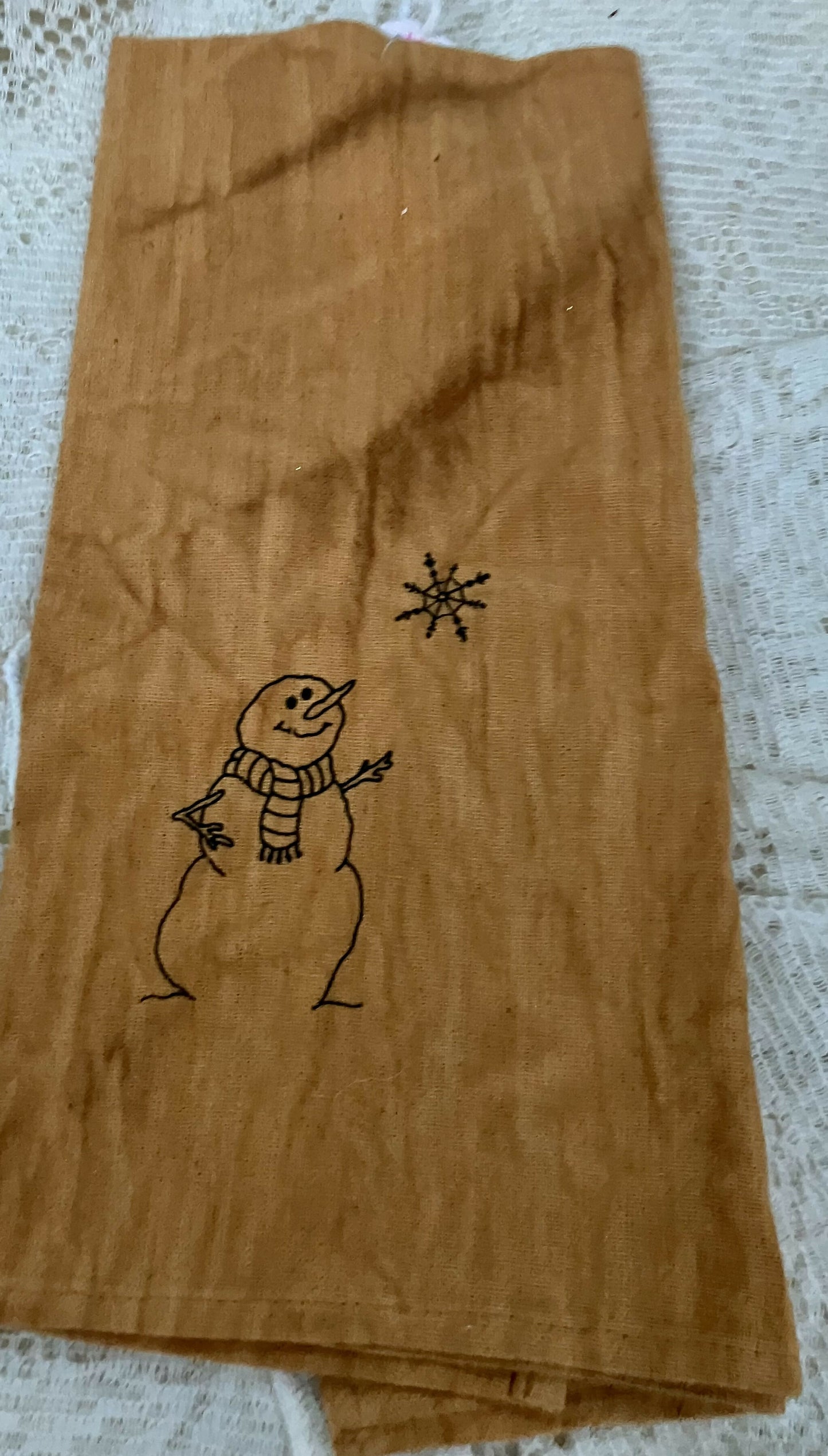 Primitive snowman towel #2121