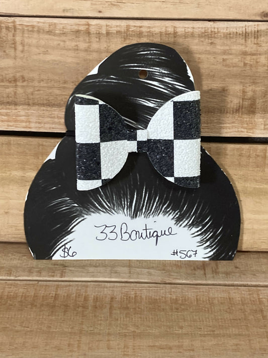 Checkered Flag Hair Bow Ponytail