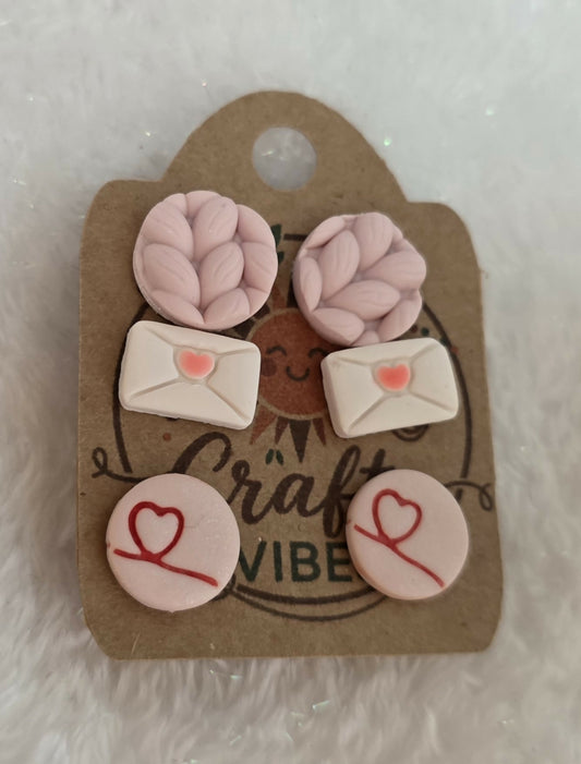 Three Valentine Stud Set