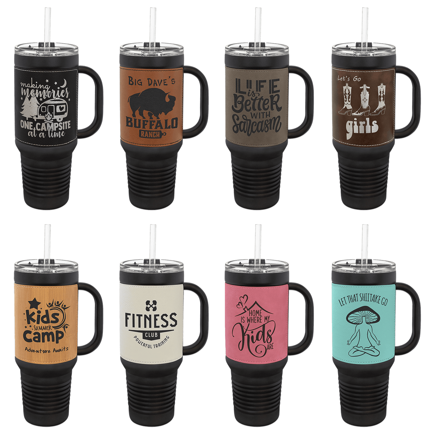 40oz Travel Mug Leatherette wrapped polar camel