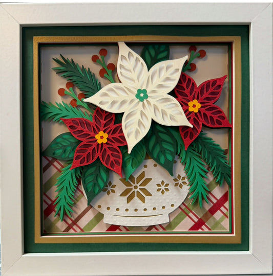 3D Layered Poinsettia Vase Shadowbox