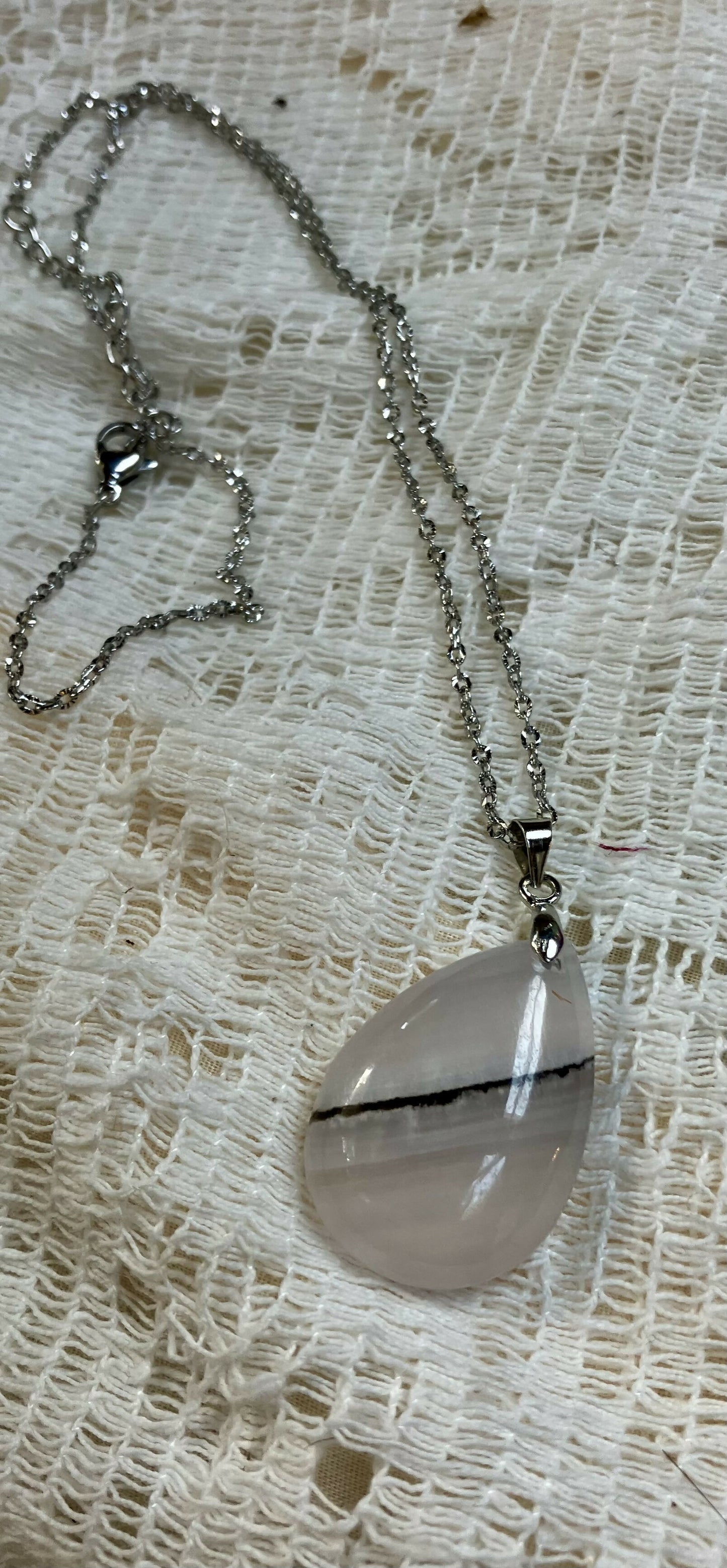 #2553 Rose quartz teardrop necklace