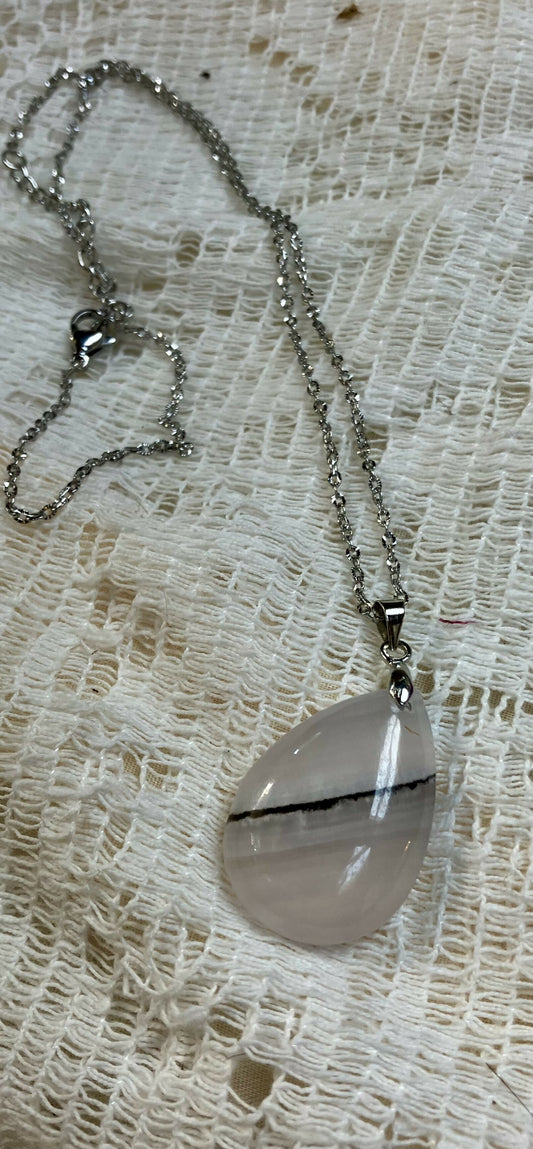 #2553 Rose quartz teardrop necklace