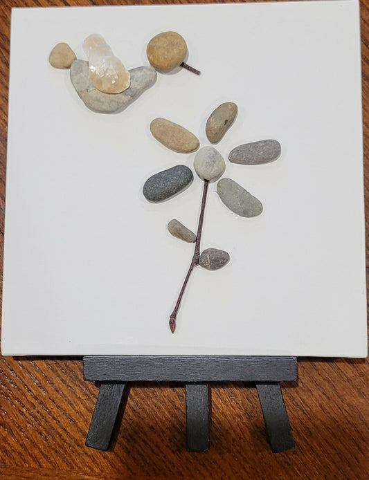 71 bird and flower w/easel 4x4