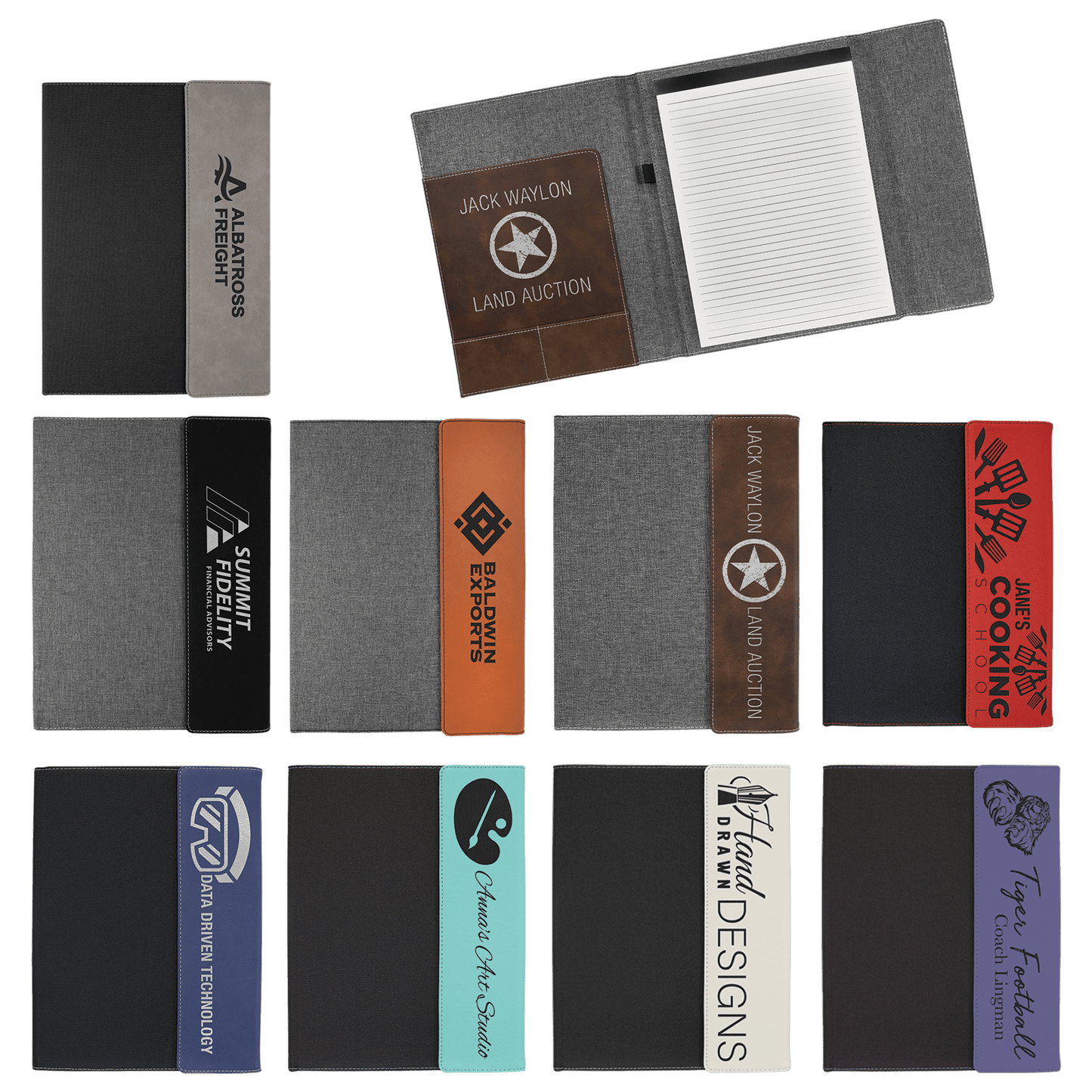9 1/2" x 12" Laserable Leatherette Canvas Portfolio with Notepad