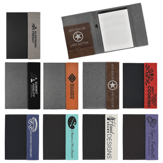 9 1/2" x 12" Laserable Leatherette Canvas Portfolio with Notepad