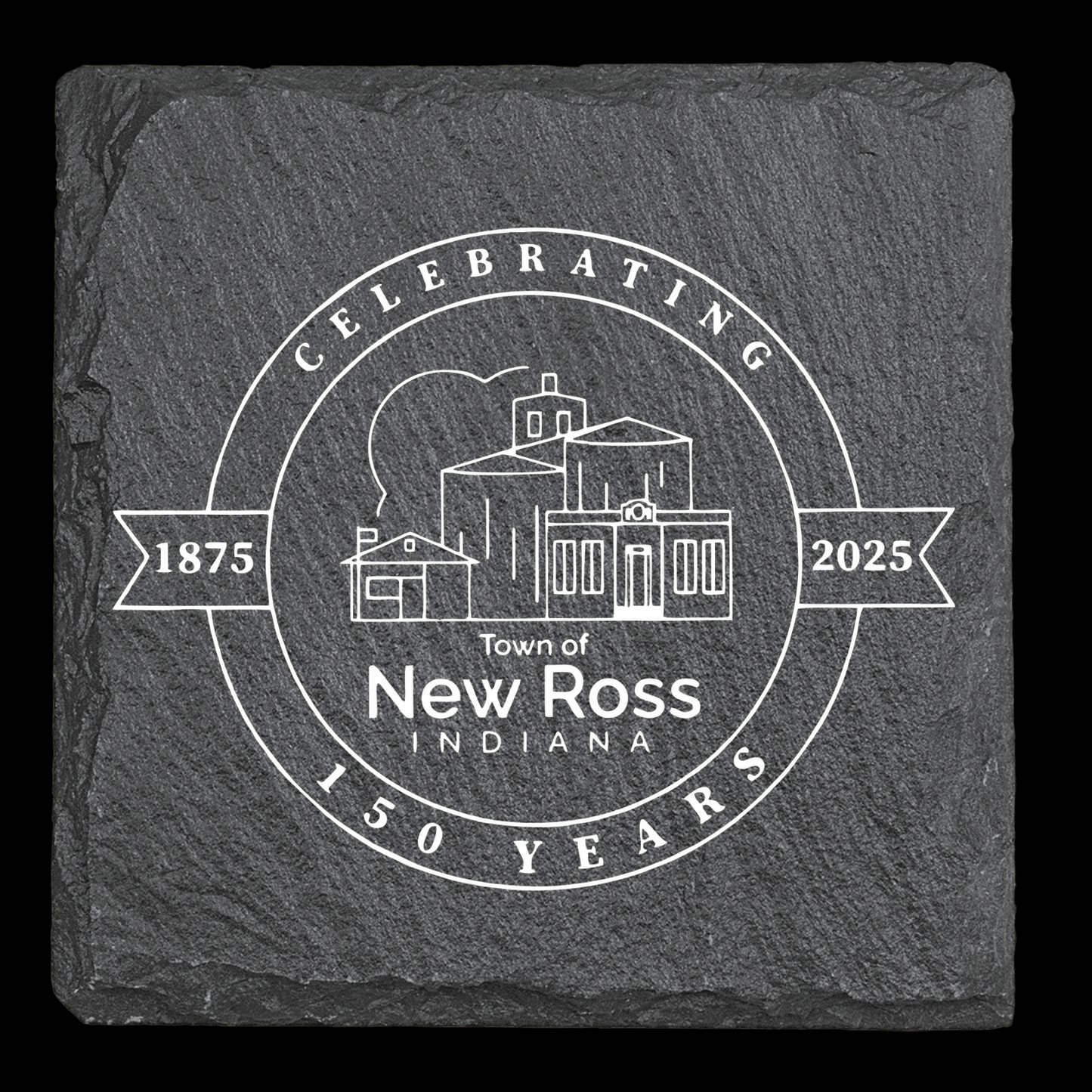 Slate Coaster - Engraved with New Ross Logo