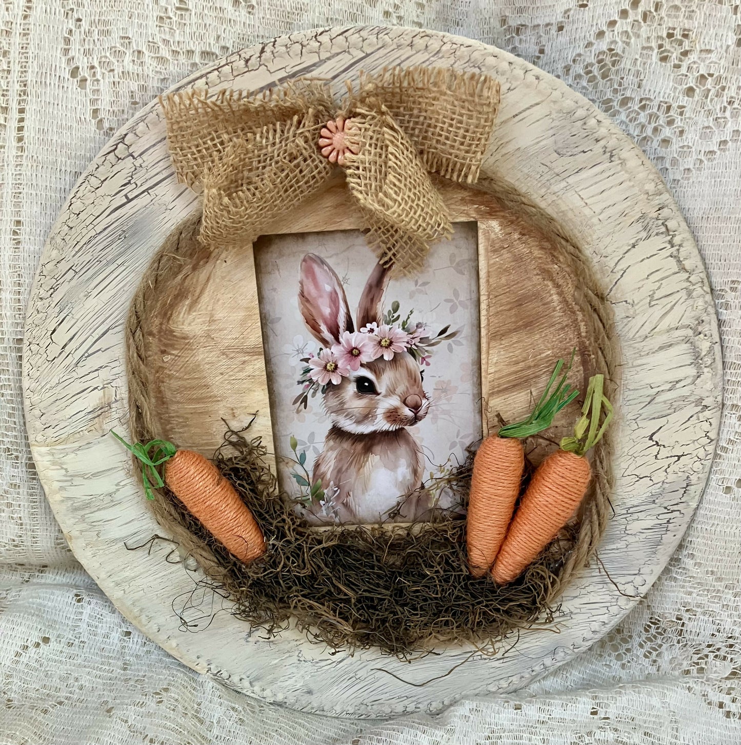 Handmade round bunny decor #2805