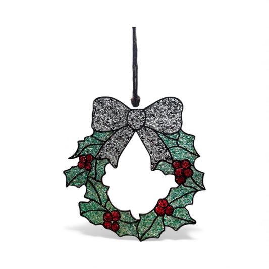 Wreath Crushed Glass Sun Catcher