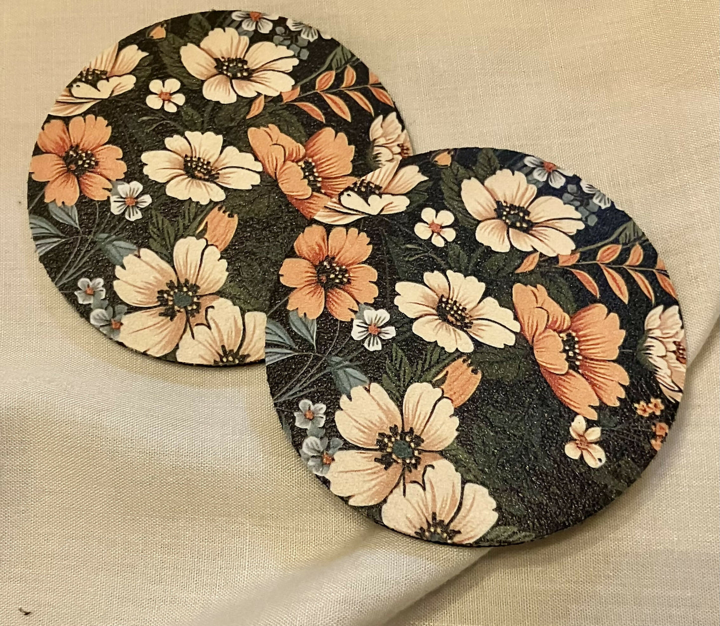 flowered car coasters #1848