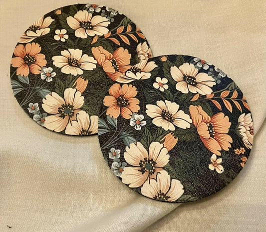 flowered car coasters #1848