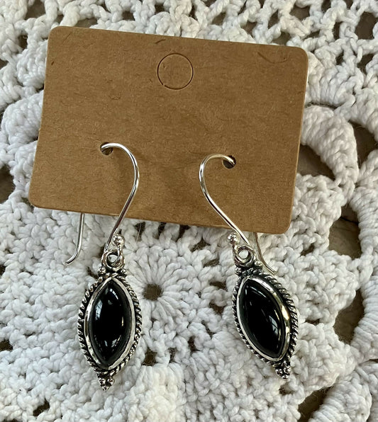 #3170 Black obsidian earrings