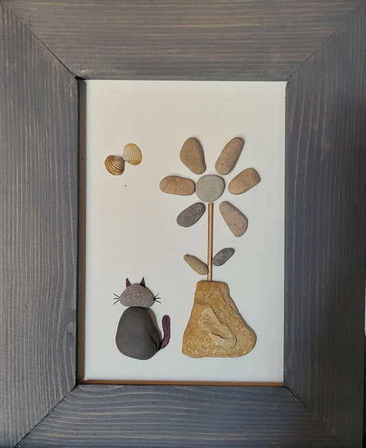 Cat with flowers 5x7