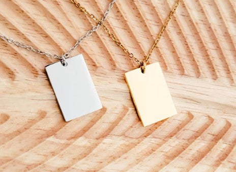 Wide Rectangle Pendant Necklace