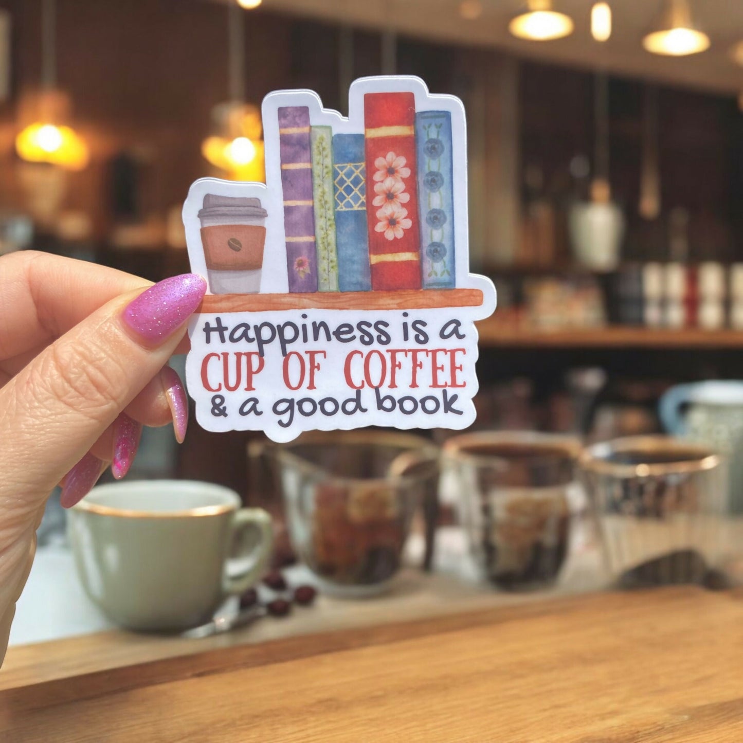 Happiness is Book Sticker