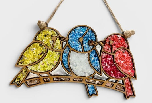 Songbirds Crushed Glass Resin Sun Catcher