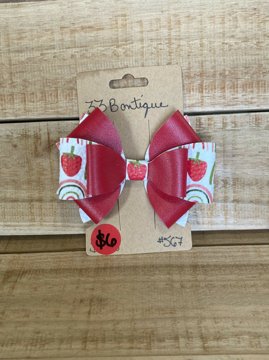 Strawberry and Rainbow Hair Bow Clip