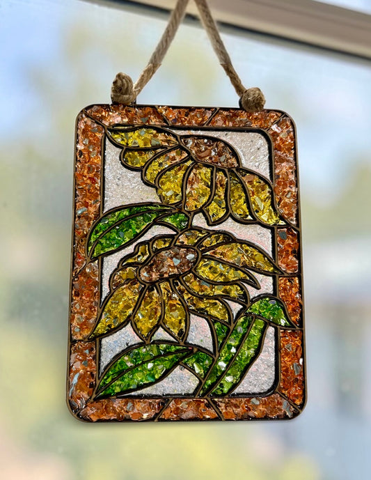 Sunflowers Crushed Glass Sun Catcher