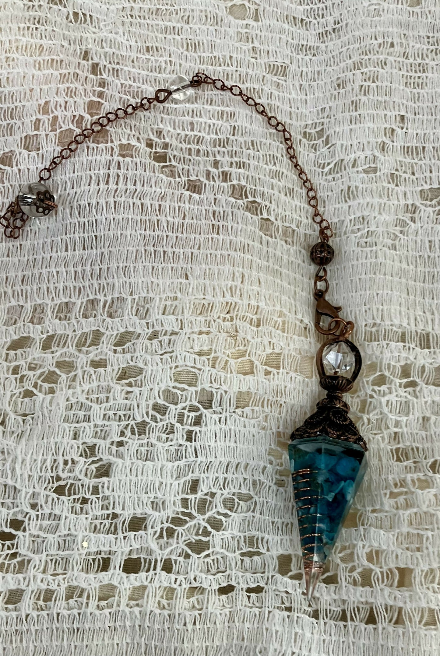 Blue apatite pendulum #2758