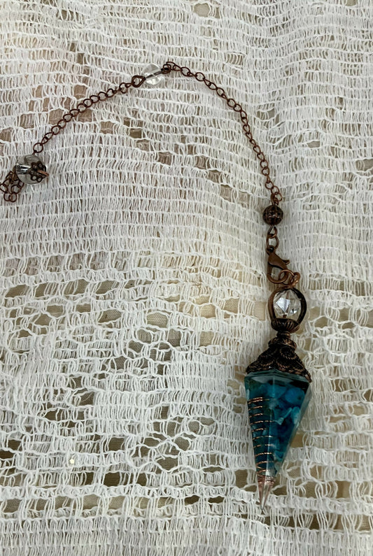 Blue apatite pendulum #2758