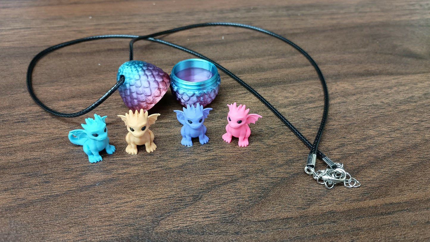 Dragon egg necklace with mini dragon