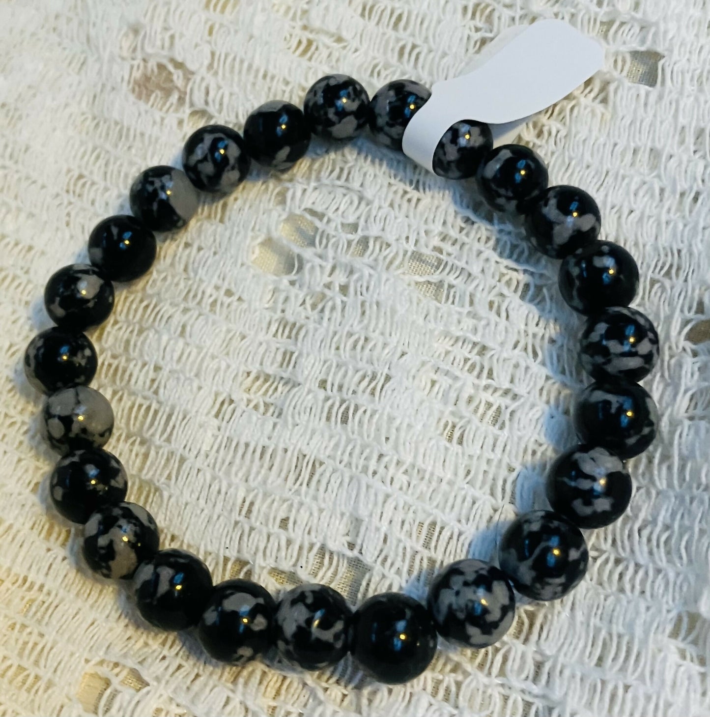 Snowflake Obsidian crystal bracelet #970