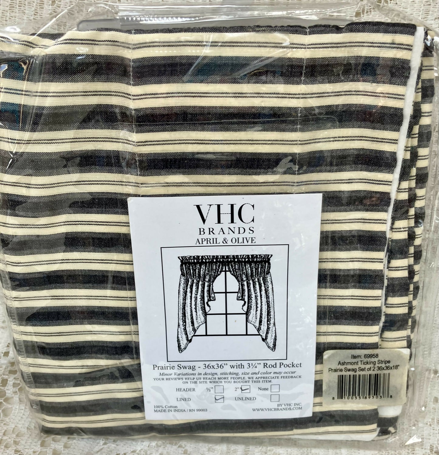 #648 VHC Ashmont ticking stripe curtains