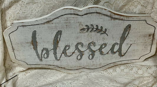 #1504 Blessed distressed sign