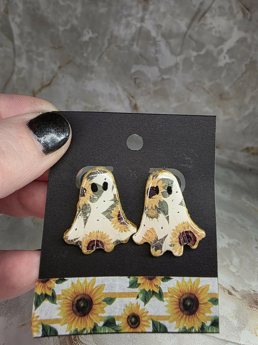 Sunflower Ghost Stud Earrings